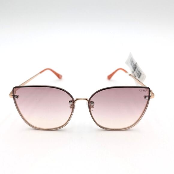 Aire Amor Cat Eye Sunglasses Glitter Rim Bright Gold Shimmer/Brown Grad One Size - Picture 3 of 9